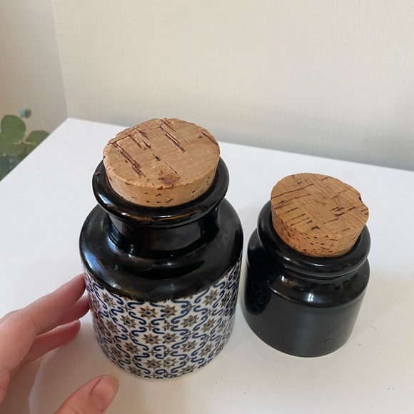 Set of two vintage cork bottle small canister - Picture 2 of 8